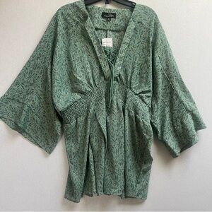 NWT Suzanne Betro Floral Women's Top boho shirt blouse top Sz XL